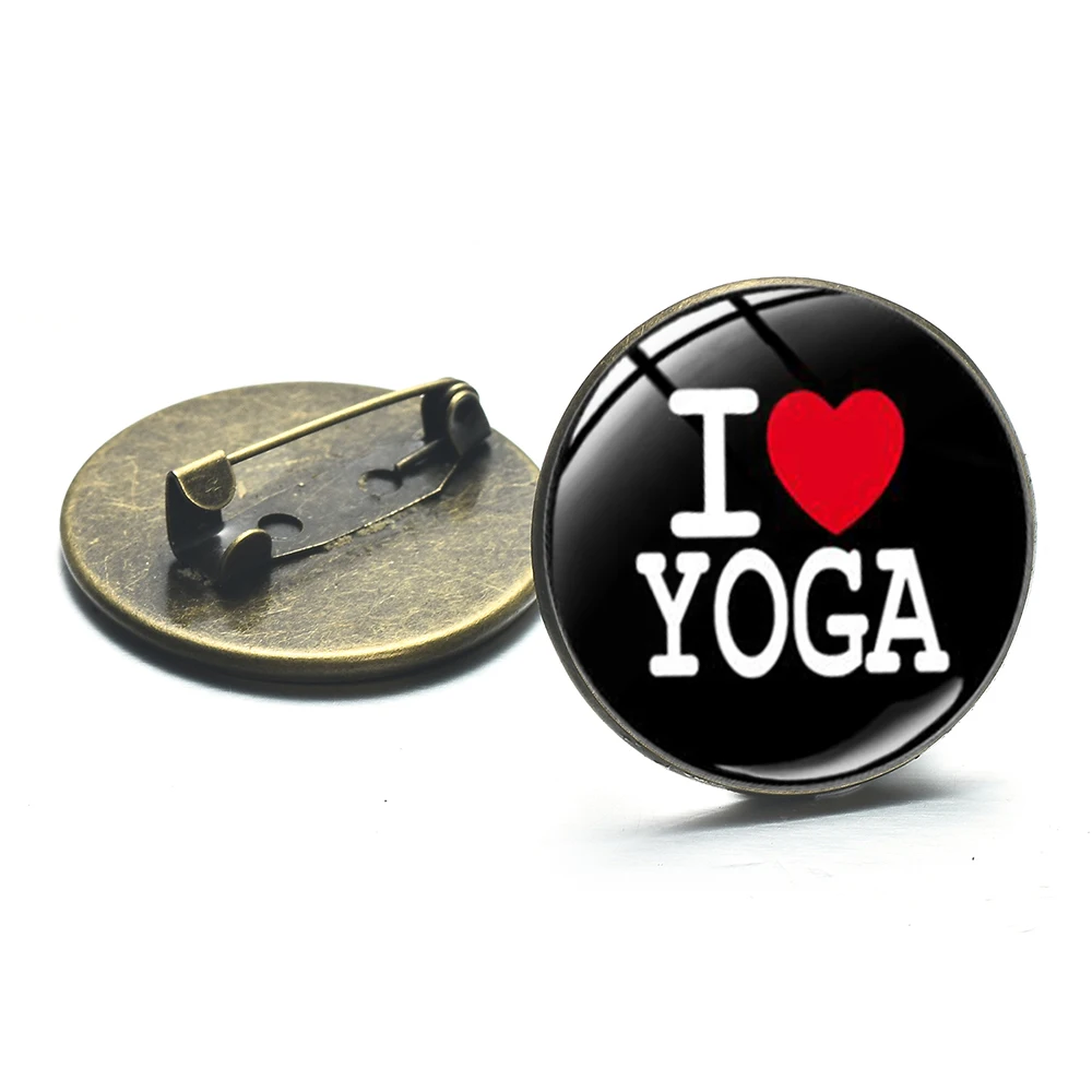 Модные Значки для танцев йоги клуба творческая надпись I Love Yoga с художественными