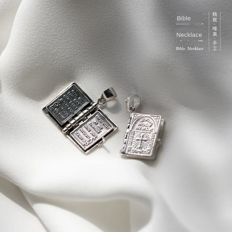 

Men and Women Couples Cross Bible Love Letter Pendant S925 Sterling Silver Necklace Aesthetic Jewelry Fine Valentine's Day Gift