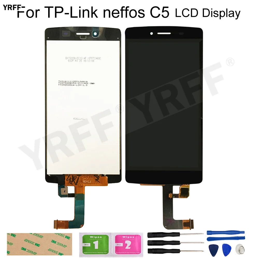 

New LCD Screens For TP-Link neffos C5 LCD Display Touch Screen Digitizer Assembly Panel Sensor Phone Repair Sets 3M Glue Wipes