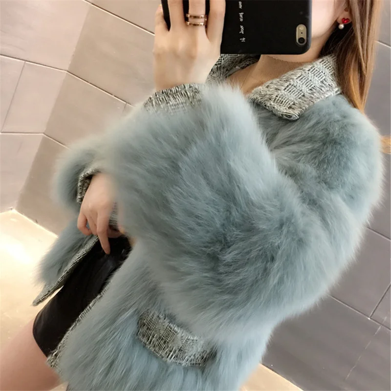 

Leather 2021 Quality New High Fox Fur Coat Female Short Fashion Long Sleeve Autumn And Winter Fur Coat