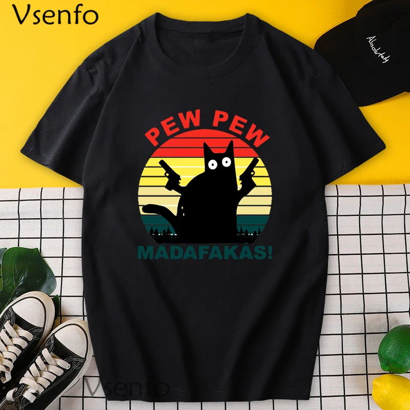 

Pew Madafakas футболка с котом для мужчин и женщин Смешные винтажные футболки с коротким рукавом мужские летние футболки