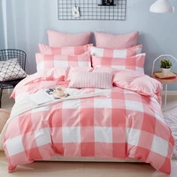 2019 new cotton blend bedding set 4pcsset print duvet cover flat sheet pillowcase ab side bed linen for full queen king size