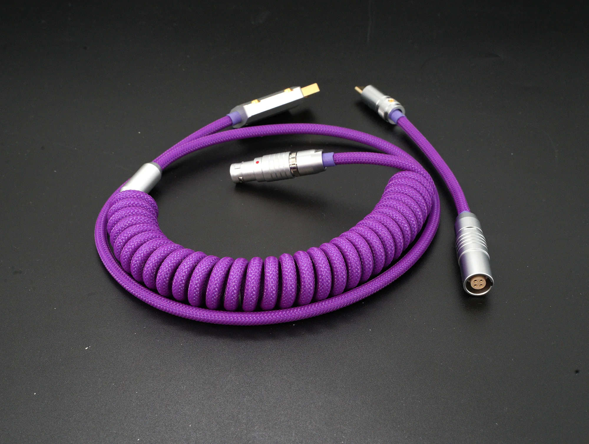 GeekCable Customized DIY Manual Pennefather Mechanical Keyboard Cable Data TypeC Braided Fluorescent Purple nylon Keyboard Cable