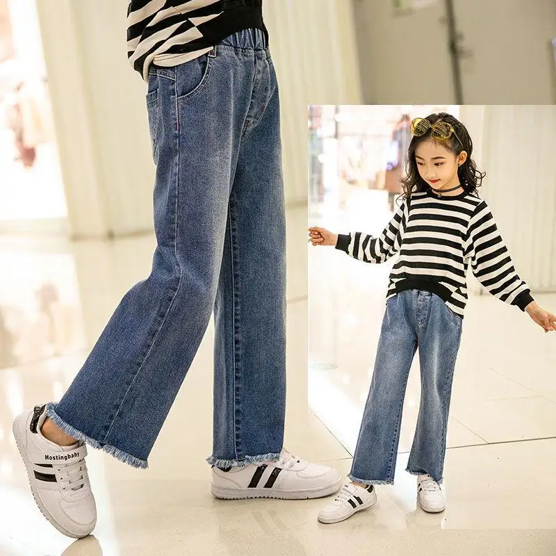 

Girl's All-match Slim-fit Loose-fitting Wide-leg Jeans