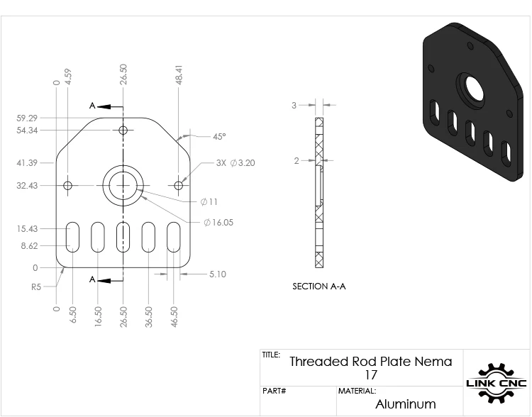 Соединительное звена ЧПУ Openbuilds резьбовой стержень пластины (Национальная