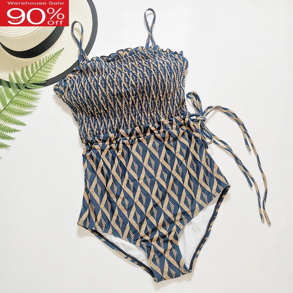 Женский купальный костюм на косточках винтажный купальник в стиле ретро клетку с