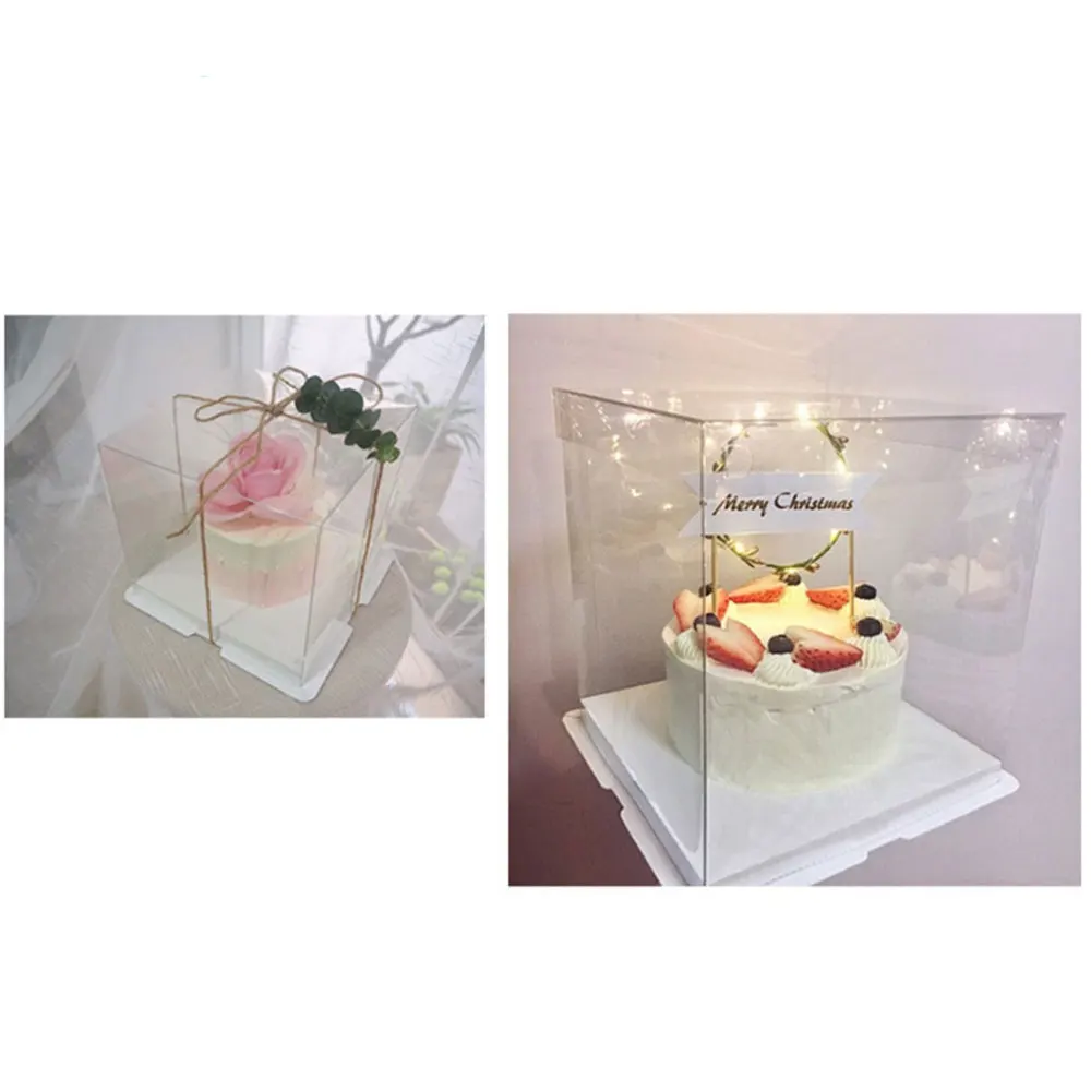 

2Pcs 8inch Transparent Birthday Cake Box Cake Container Box Dessert Storage Box (Transparent)