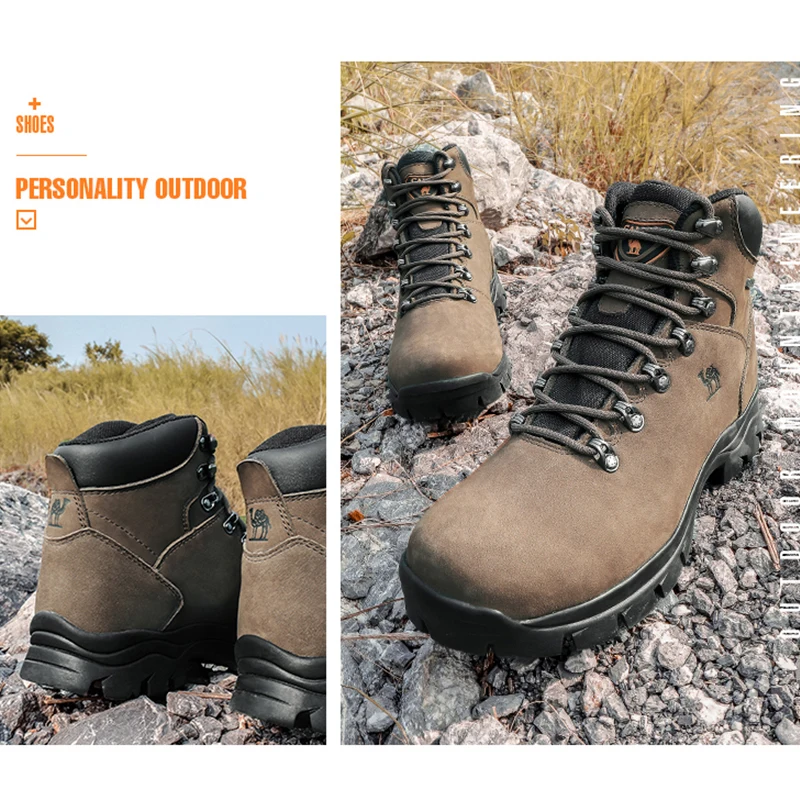 Goldencamel Men Hiking Shoes Outdoor Sports Tactical Male Boot Mountain Boots Camping Climbing Waterproof Leather Outdoor
