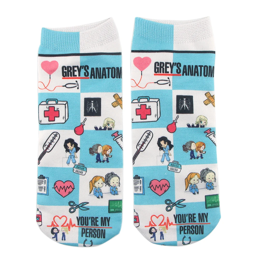 PF466 Dongmanli Doctor Nurse Print Grey's Anatomy Cotton Happy Socks Casual Creative Soft Comfortable Novelty Fans Gifts