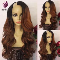 Dark Root Ombre Brown 2*4'' U Part Human Hair Wigs Body Wave Brazilian Remy Hair Middle Left Right Side Part With Comb And Strap