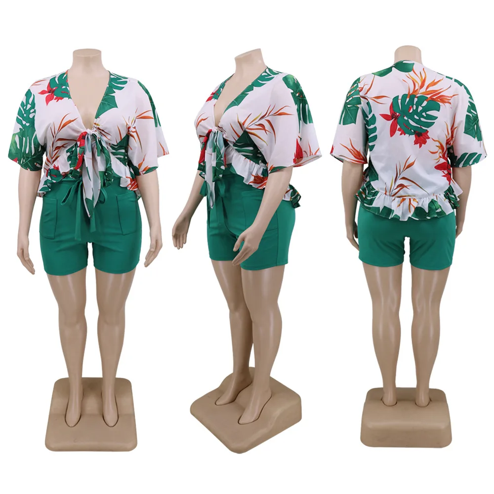 New Products Launch 2021 Summer Fashion Casual Printing Ladies Summer Short Set
