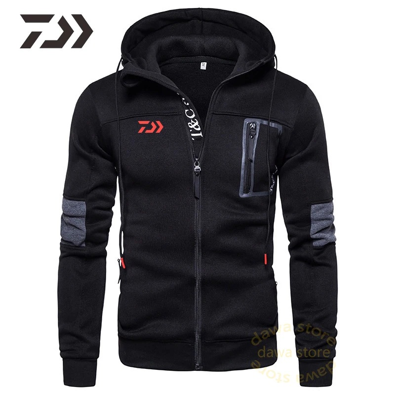 Мужская рыболовная куртка Daiwa осенняя дышащая Лоскутная одежда с капюшоном и