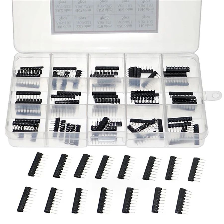 Комплект резисторов в ряд 75 шт./лот 15 значений сопротивление штекер 2 54 сеть 9Pin
