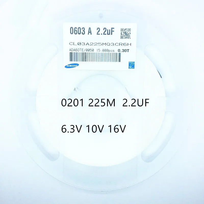 Бескорпусный конденсатор CL03A105MQ CL03A225MQ CL03A104KO 0201 1 мкФ 100NF 2,2 мкФ 1005 SMD многослойный керамический конденсатор 6,3 V 10V 16V Профессиональный конденсатор с алюминиевой крышкой, сделано в Китае