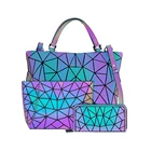 Комплект женских сумок, сумки через плечо для женщин, светящаяся сумка bao с геометрическим узором, женский кошелек, тоут с голографическим рисунком