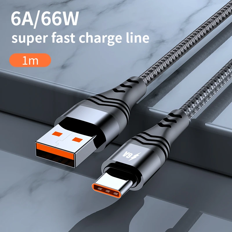 USB-кабель ELECTOP 6 А 66 Вт Тип C шнур для передачи данных быстрой зарядки Huawei Mate 40 Pro Samsung