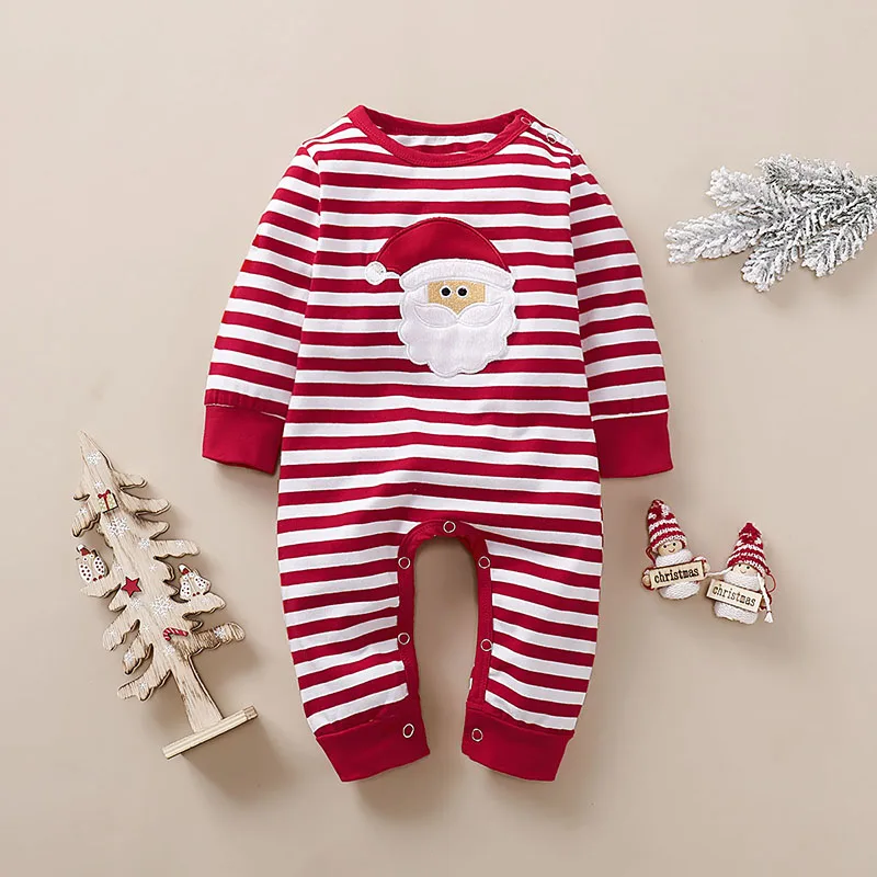 

2020 TALLOLY hot red striped Santa Claus baby romper for men and women