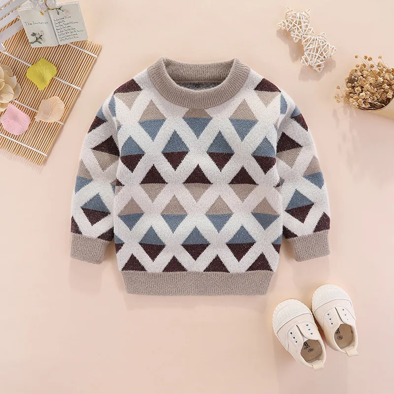 Осенне-зимние теплые свитера для мальчиков и девочек вязаный свитер в рубчик с