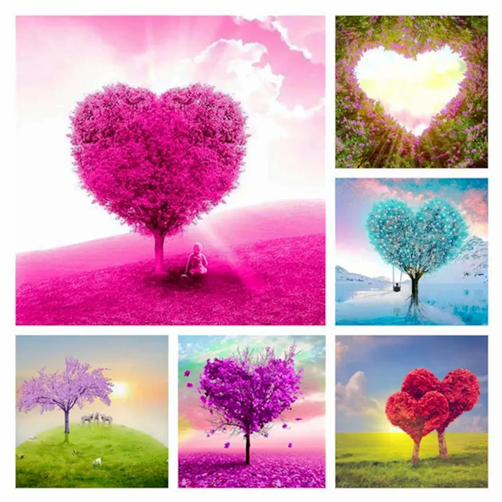 

Complete Square Diamond Paintings Embroidered "Heart-Shaped Tree" 5D DIY Handmade Crossstitch Art Crafts Home Decorative Gift