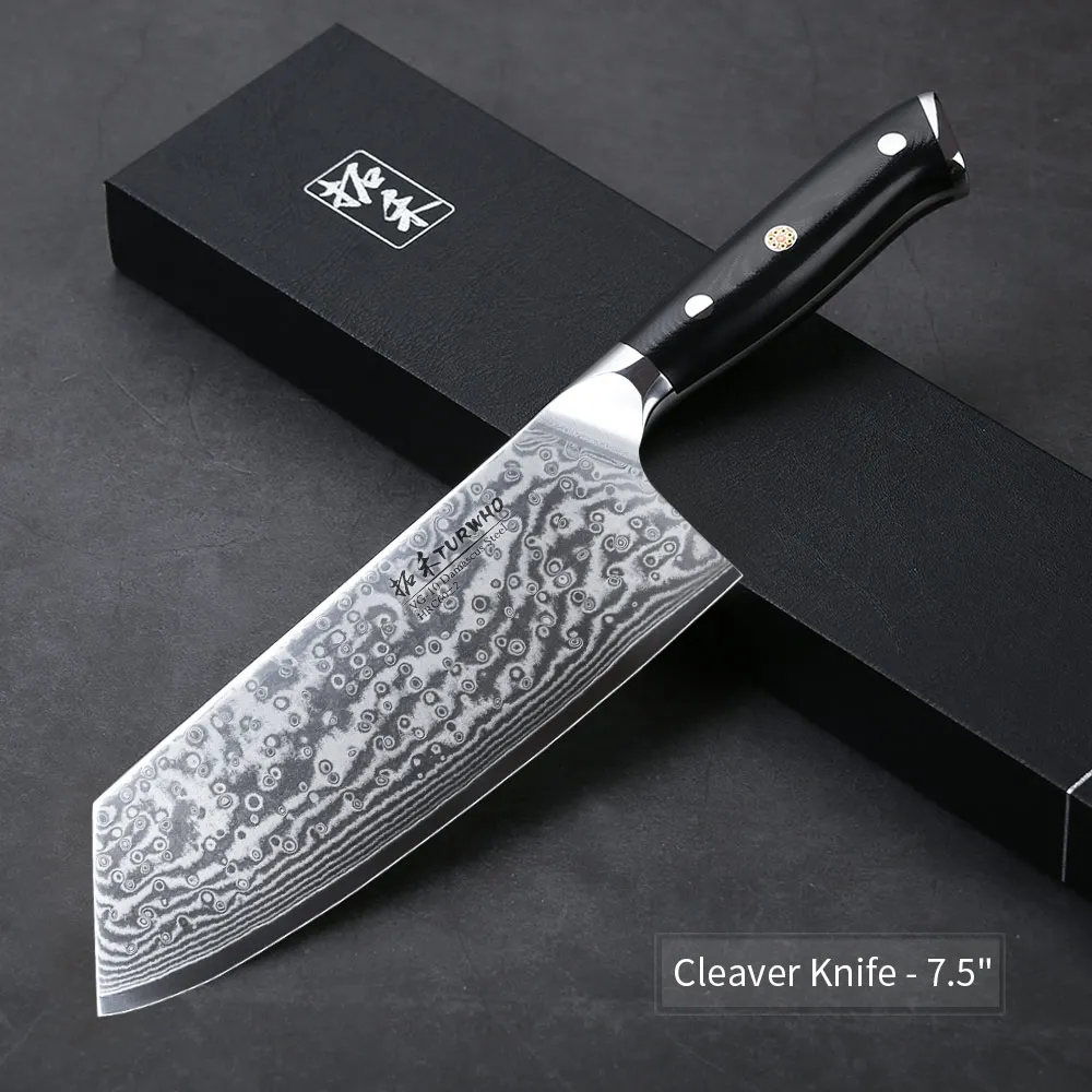 TURWHO " нож Santoku 67 слоев VG10 дамасский нож из нержавеющей стали японский нож шеф-повара кухонные ножи лучшее качество G10 Ручка - Цвет: VCK-F035