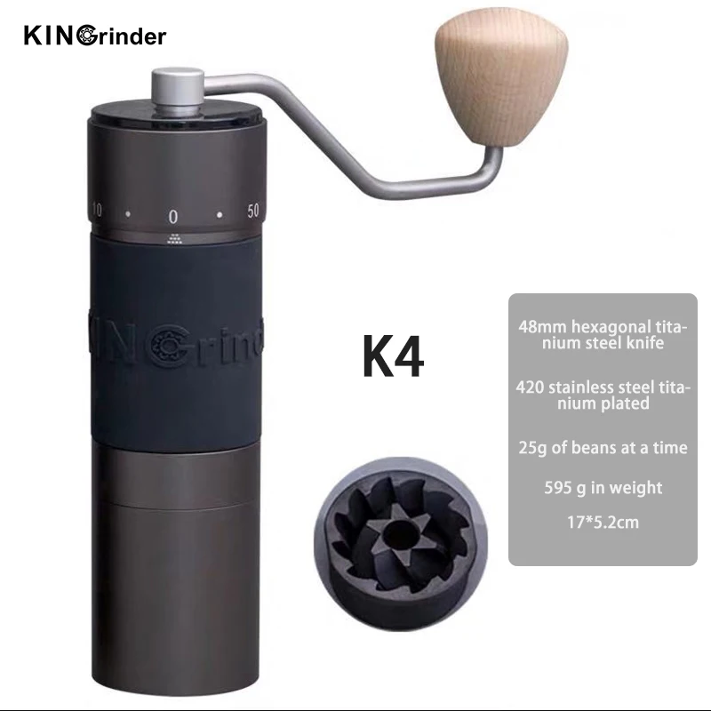 Molinillo de Caf&eacute; Manual K6, molinillo de caf&eacute; port&aacute;til de aluminio de alta calidad, n&uacute;cleo de molienda de alta gama, rebaba de caf&eacute;, 35g-1