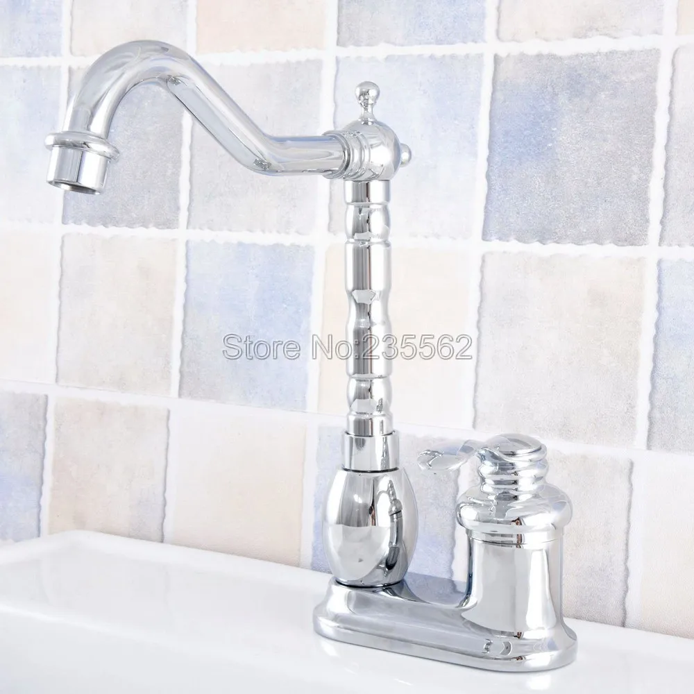 

Полированный хромированный латунный 4-дюймовый набор по центру для кухни ванной комнаты, раковины с двумя отверстиями, смеситель для ракови...