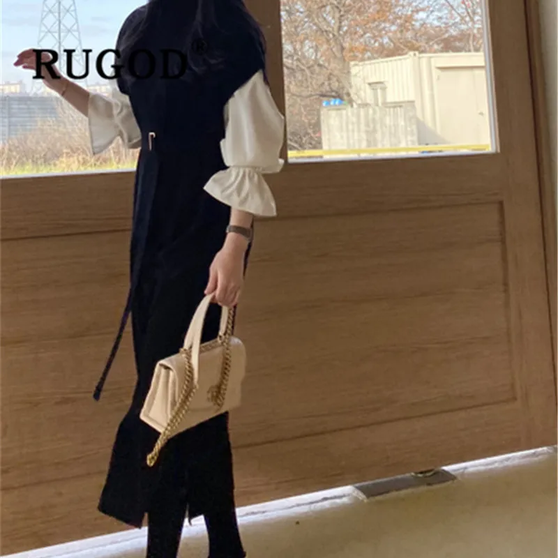 Женское лоскутное платье RUGOD элегантное повседневное офисное с расклешенным
