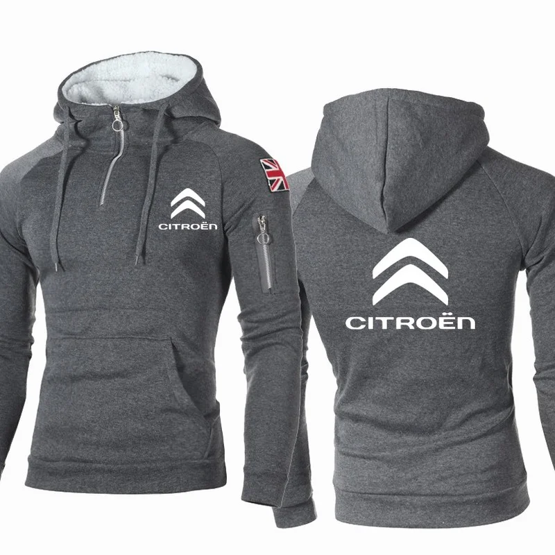 

Худи мужское демисезонное хлопковое на молнии с принтом логотипа Citroen