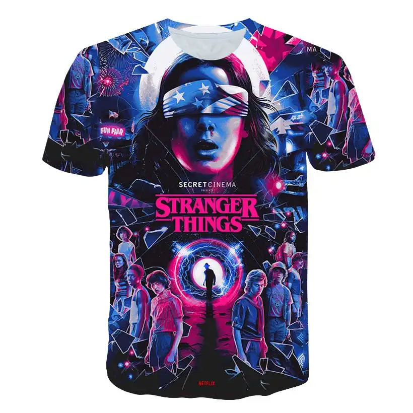 

2021 3D baby boys T Shirt Stranger Things kids Strange story boys clothes Tops casual Streetwear clothes Summer children's wear