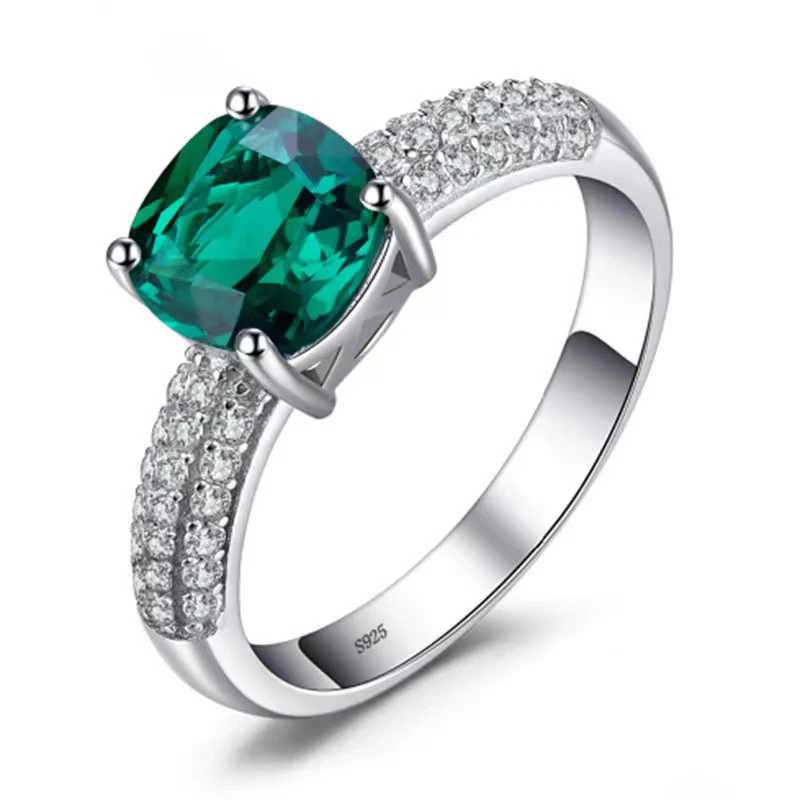 

Женское кольцо из серебра 925 пробы, с зеленым/Красным Кристаллом