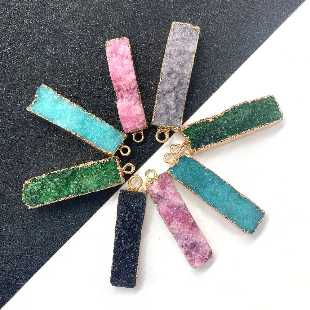 

Natural Stone Crystal Pendant Rectangular Jewelry Pendant Used for DIY Jewelry Making Necklace Bracelet Accessories10x35-10x45mm