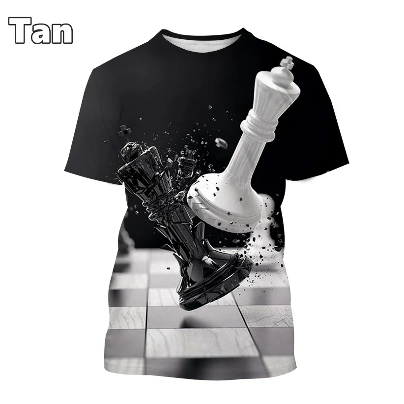 Новая модная Шахматная 3d-футболка с круглым вырезом и коротким рукавом Мужской