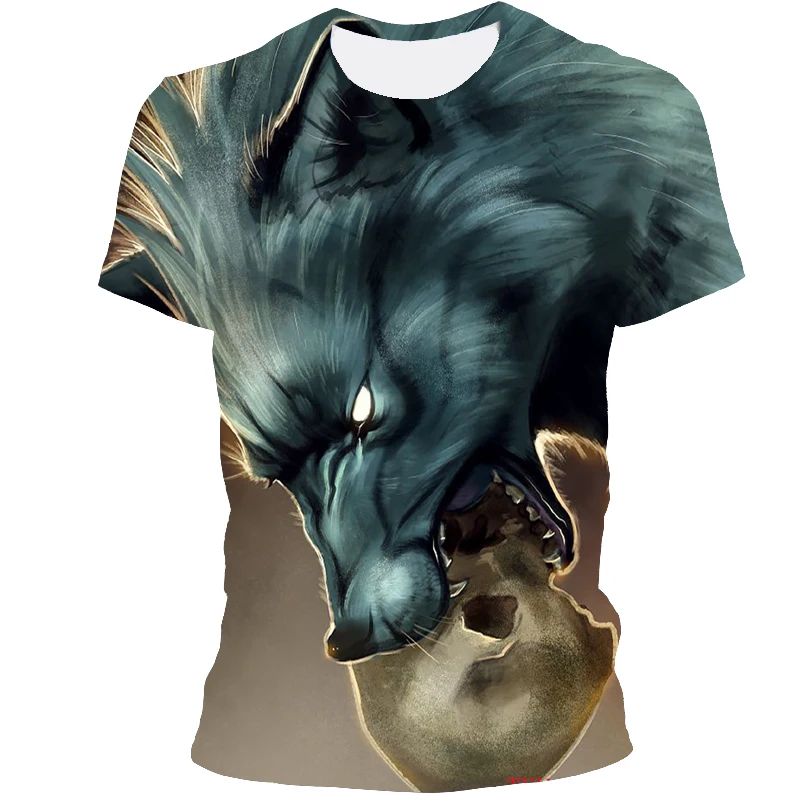 

2021 New Fashion 3D Animal Wolf Print Hip Hop Cool Handsome T-Shirt For Men Large Size XXS-6XL