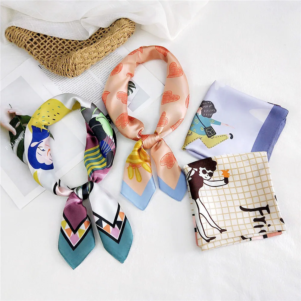 70*70 см женский Шелковый Атласный маленький квадратный Карманный шарф с принтом