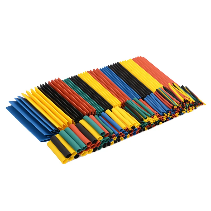 Набор термоусадочных трубок Polyolefin 2:1, 328 шт., размер 8, чёрный, для автомобильных кабелей.