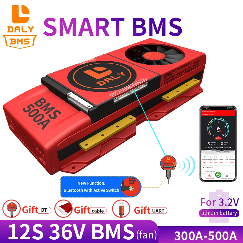 

Смарт BMS 12S 36V 300A 400A 500A Bluetooth 485 для USB-устройства CAN NTC UART программное обеспечение, защитная плата для литий-ионной батареи BMS с вентилятором