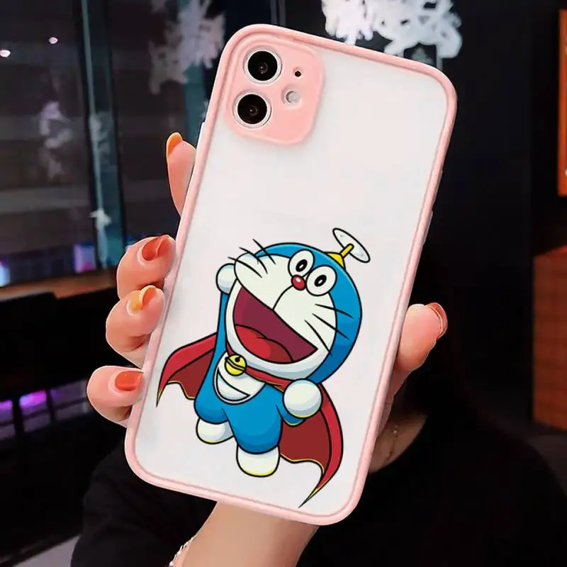 

Doraemon Phone Cases Matte For iPhone 12 Mini 11 Pro XR XS Max 7 8 Plus X Hard PC Back Cover