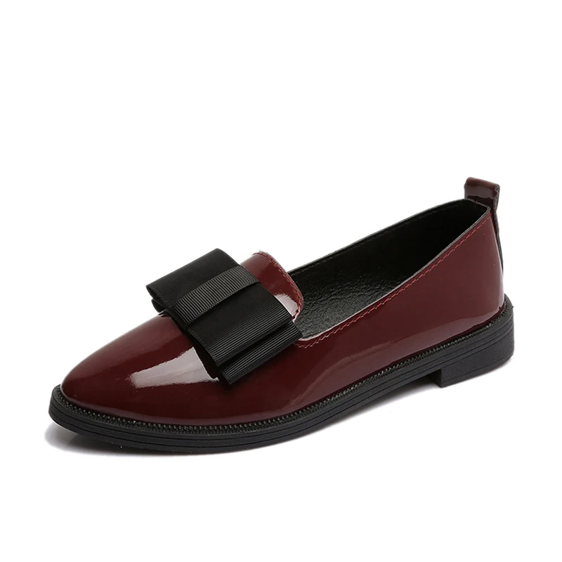 Классические Брендовые женские туфли повседневные однотонные черные кожаные