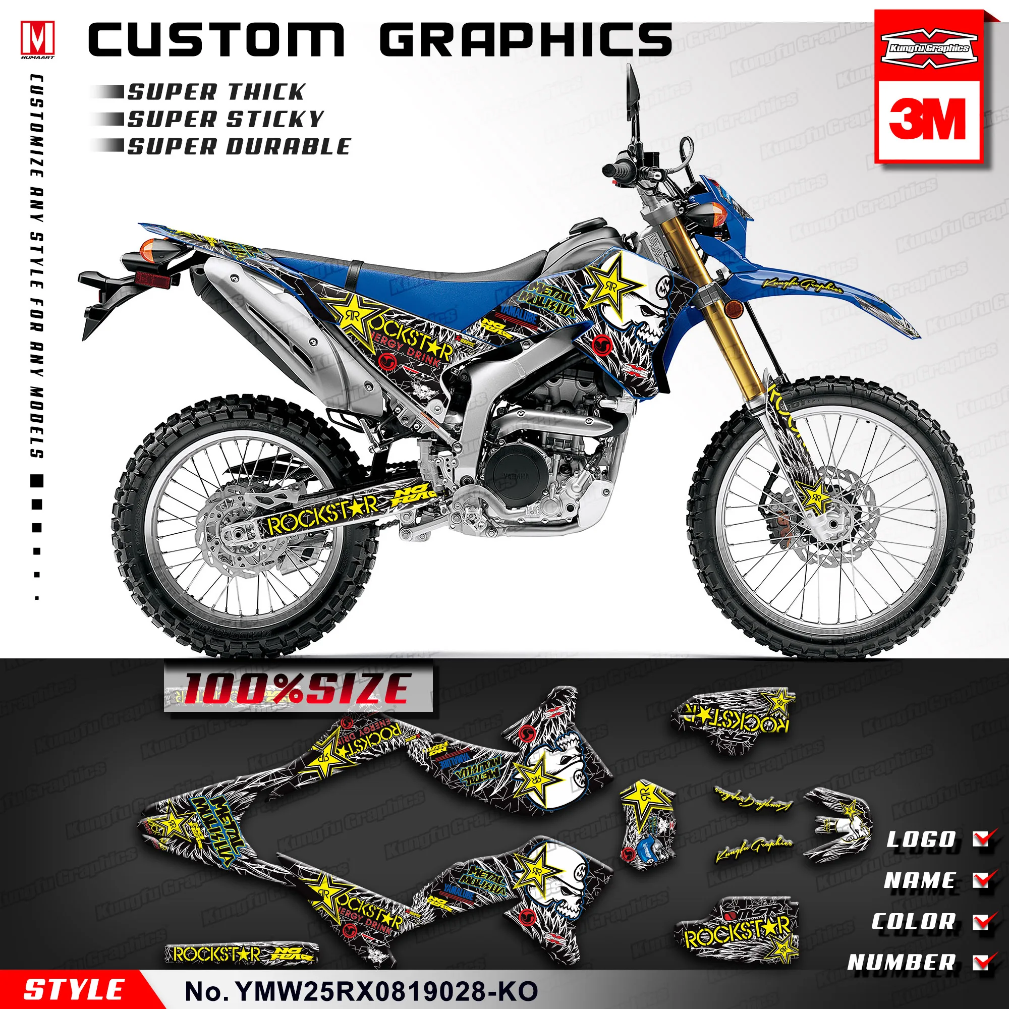 KUNGFU Набор стикеров для WR 250 R X WR250R WR250X 2008 до 2020 (Стиль № YMW25RX0819028 KO)|Наклейки и