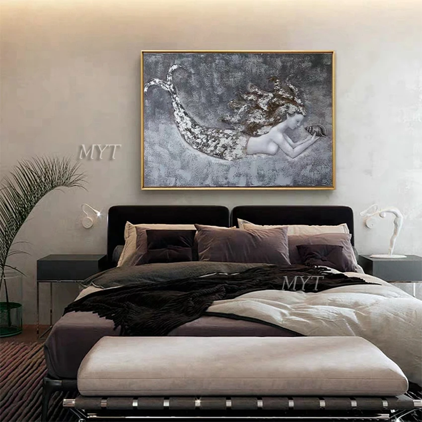 

Beautiful Mermaid Modern Paintings Handmade Oil Painting Canvas Wall Art Wall Pictures Oil Art For Living Room Home Decoration
