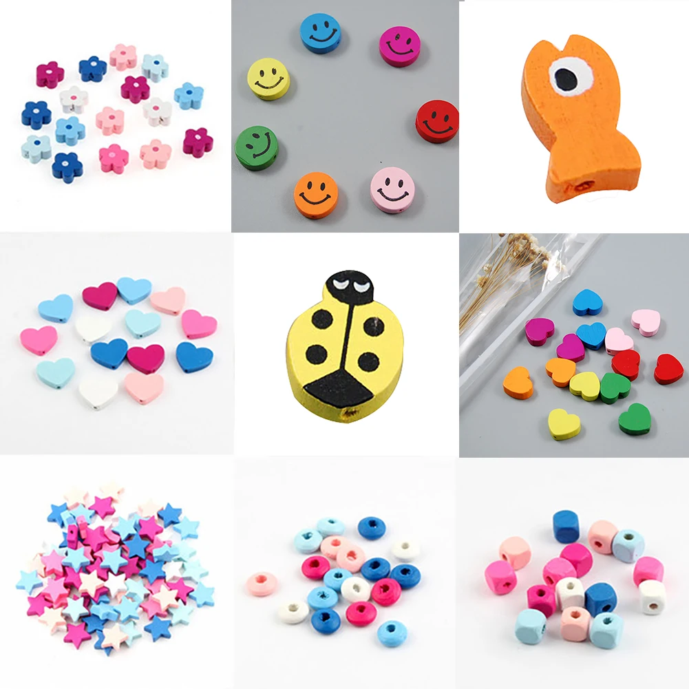 Многоцветный различных Форма деревянный свободные шнуровкой Spacer Бусины