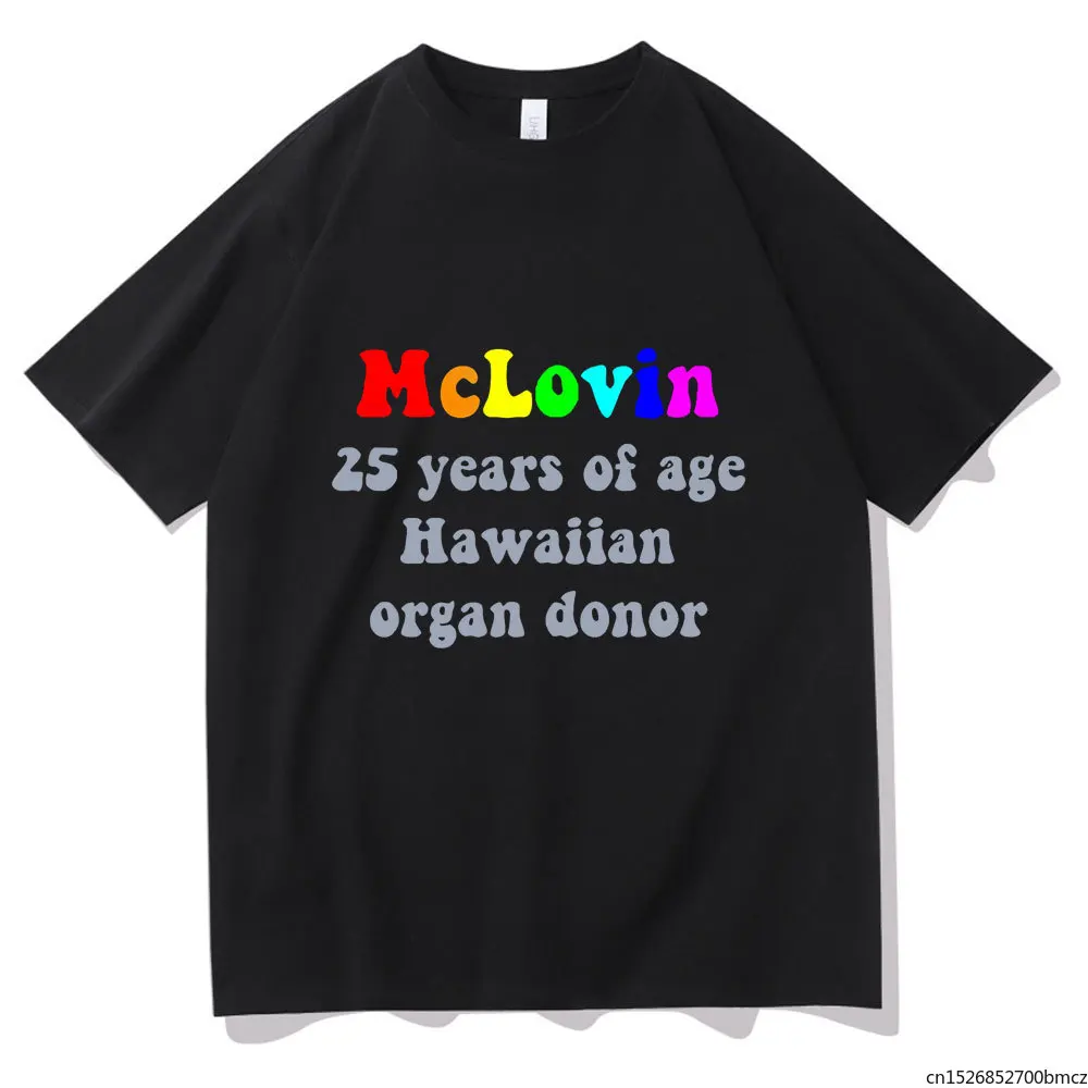 

Mclovin Letter Print Tshirt Women Daily Black All-match Harajuku Tee Couples Personality Cool Streetwear