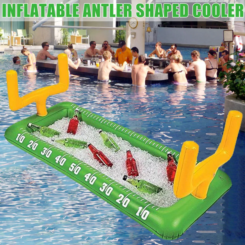 

Antlers Shaped Inflatable Swimming Pool Float Beer Drink Cooler Table Ice Bar Tray Square Summer Pool Party Drinks Holder Bucket