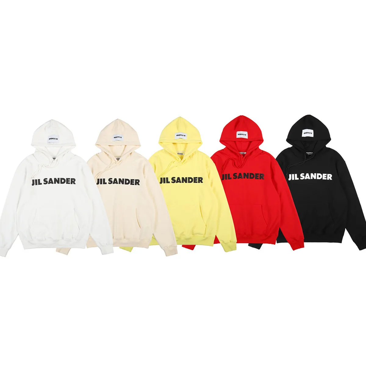 

21 Fashion Sander Simple Letter OS Jil Loose Commuter Men's and Women's Pullover Hoodie Hoodie for Lovers Plus Size Hoodies
