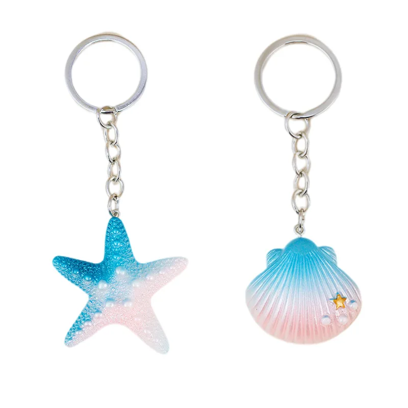 

New Shell Starfish Keychain Pendant Fashion Men and Women Keychain Bag Pendant Backpack Decoration Alloy Gift Key Ring