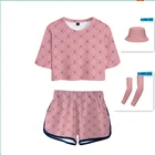 Женский костюм для косплея Demon Slayer Kimetsu no Yaiba, костюм из топа и шорт, комплект для девочек