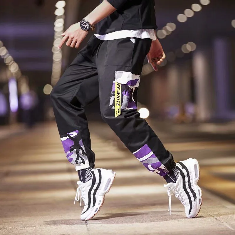 

2019 Hip Hop Pants Streetwear Men's Splice Joggers Pants Men Casual Cargo Pant Trousers High Street Elastic Waist Harem Pant Men