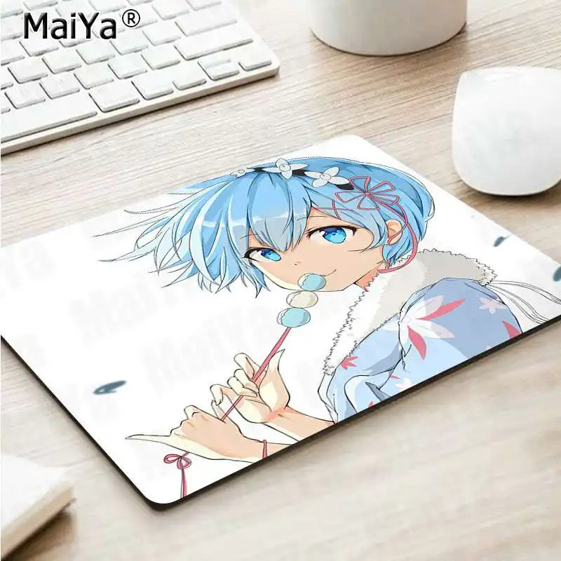 Not Lock Edge18x22cm Maiya высокое качество Rem Re Zero Аниме девушка DIY дизайн игровой с узором коврик для мыши большой коврик для мыши клавиатуры коврик - Color: Not Lock Edge18x22cm