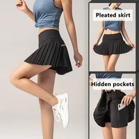 sport skirts for women outdoor jogger two layers golf pleated skirt with pockets high waist running tennis skirt quick dry skort