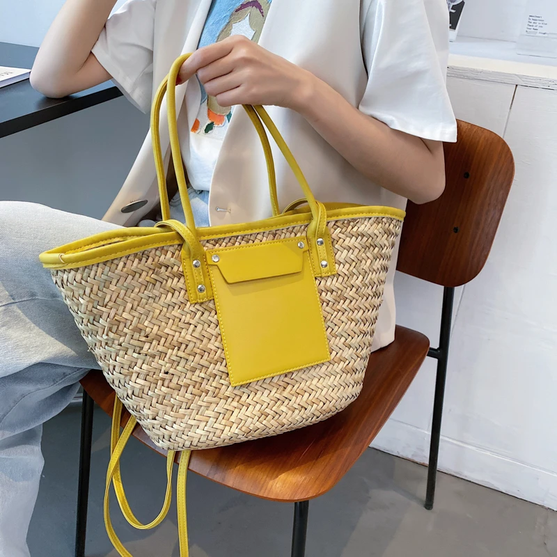 

2021 Luxury Designer Beach Bag Famous Summer Brand Straw Bags For Women Leather Shoulder Purse Raffia Handbag Travel Basket Tote